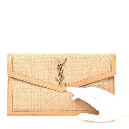 Saint Laurent Micro Raffia Uptown Pouch Natural Hay Blush 2 of 8