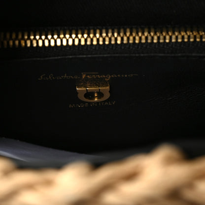 Salvatore Ferragamo Smooth Calfskin Wicker Small Boxyz Black 9 of 9