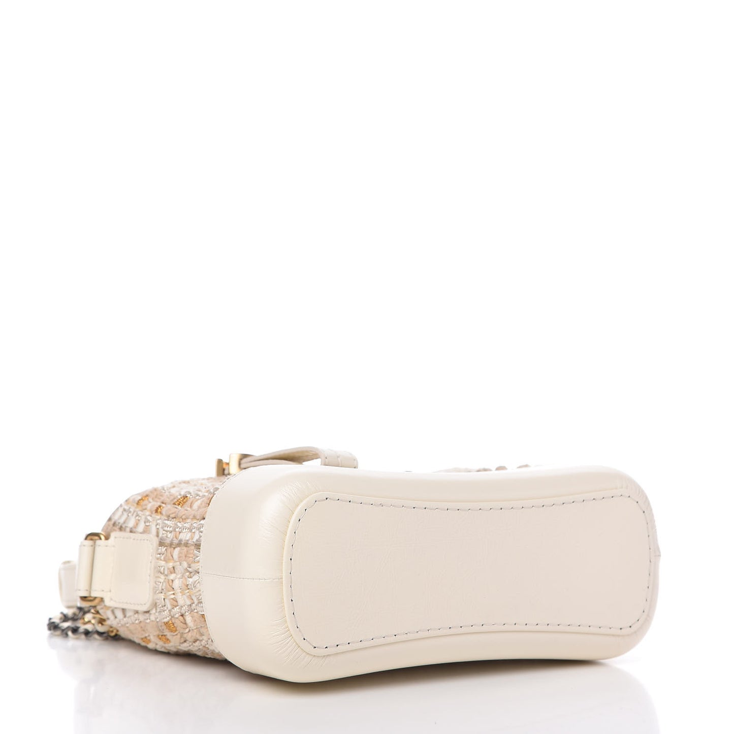 Tweed Calfskin Quilted Small Gabrielle Hobo Beige Ivory