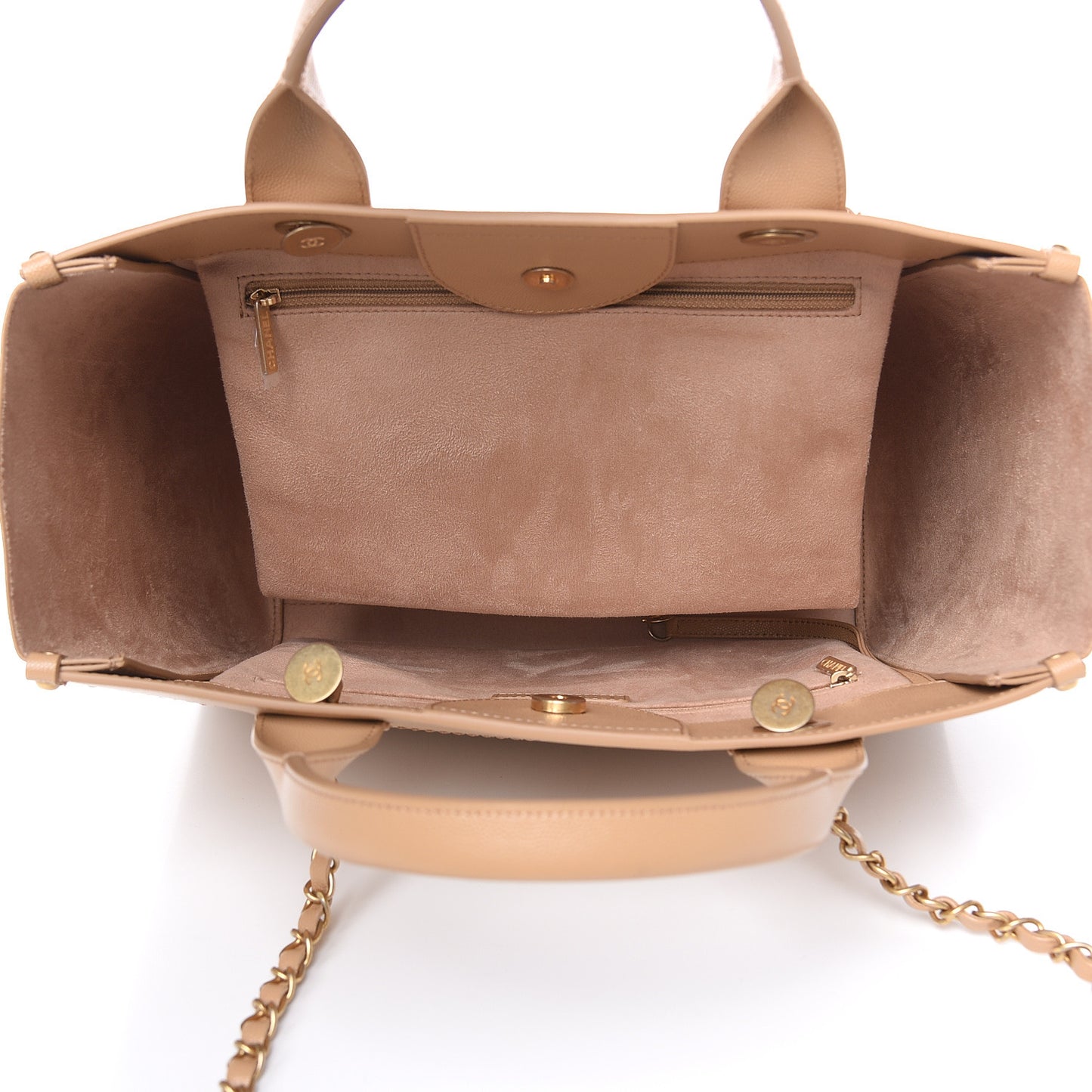 Caviar Small Studded Deauville Tote Beige