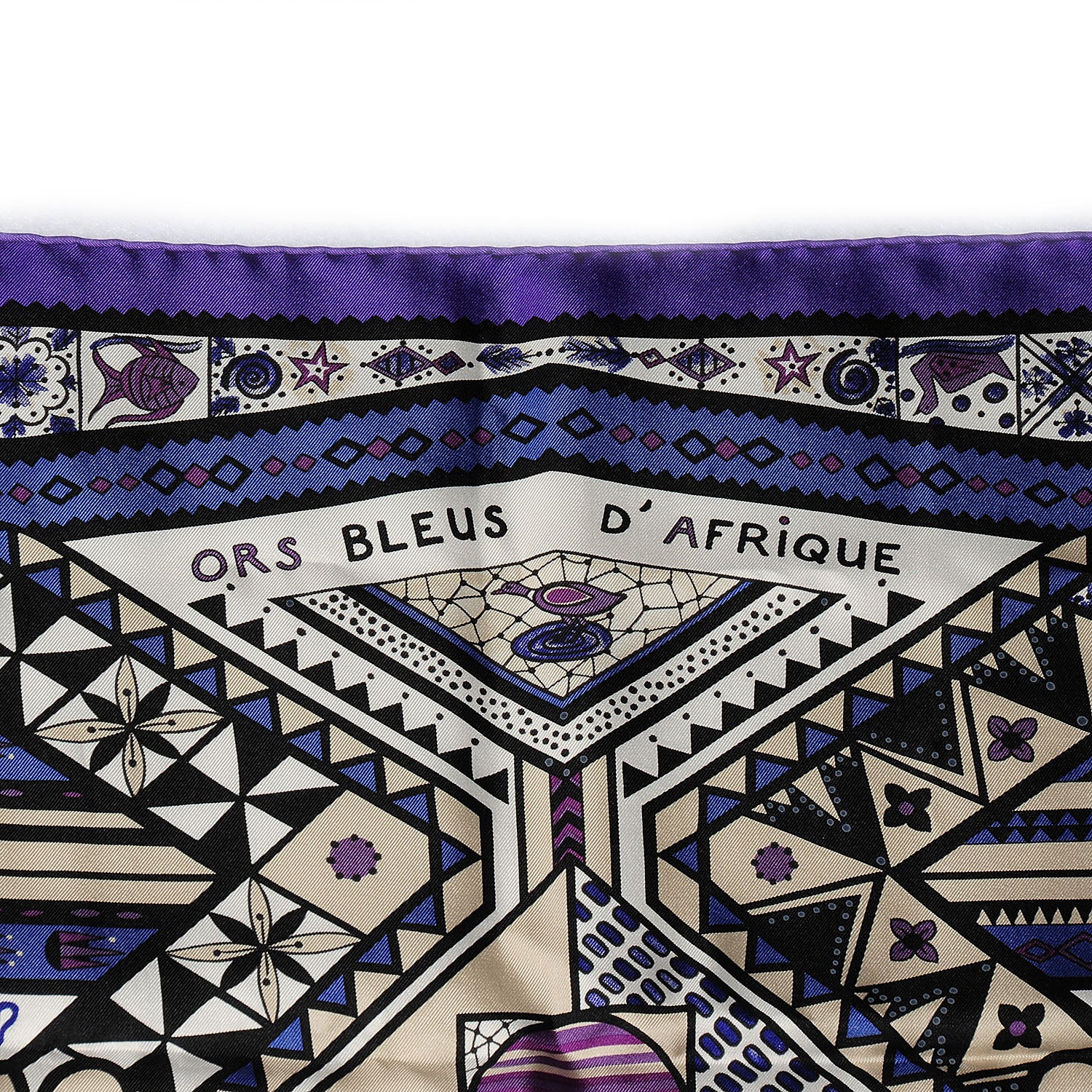 Hermes Silk Ors Blues d'Afrique Scarf 90 Violet Blanc Parme 4 of 6