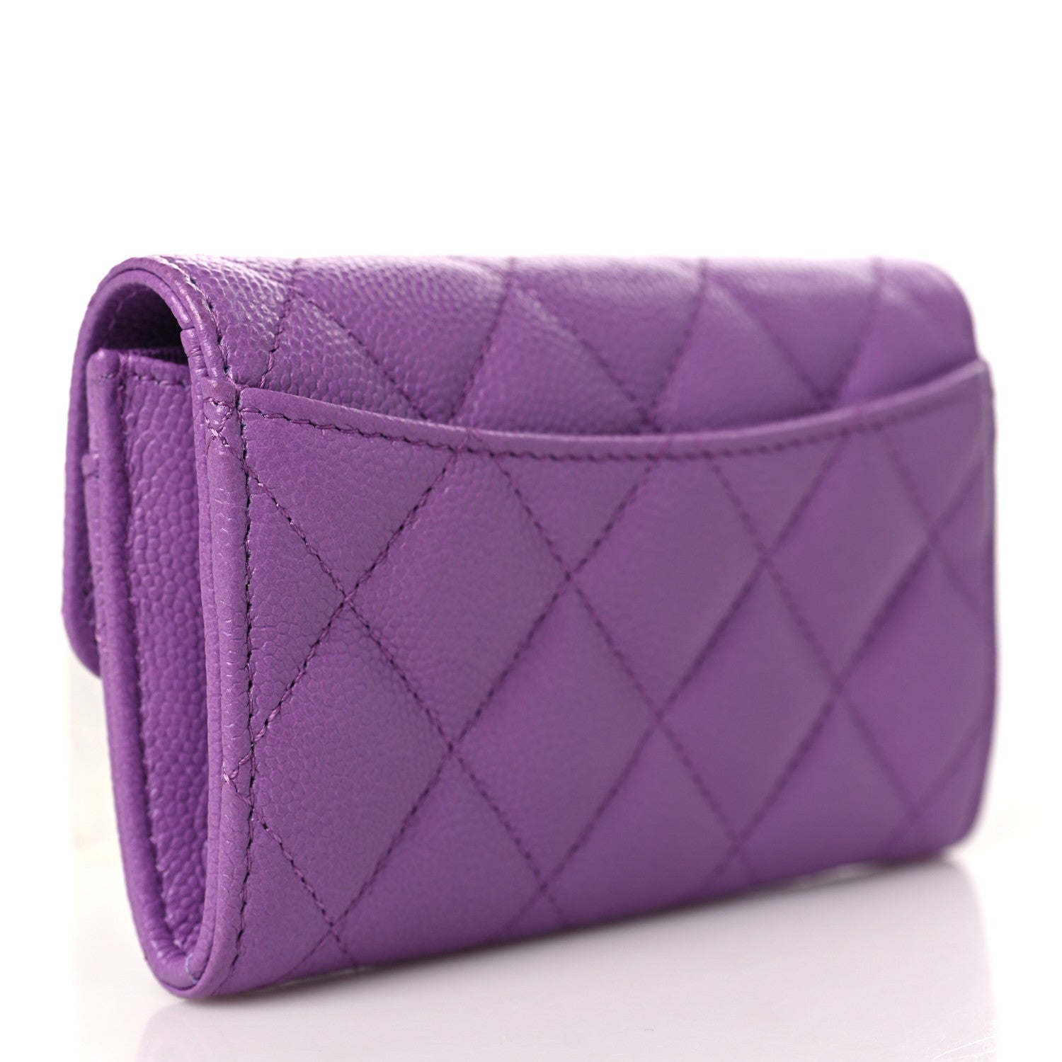 Chanel Caviar Quilted Flap Card Holder Wallet Purple 3 of 9