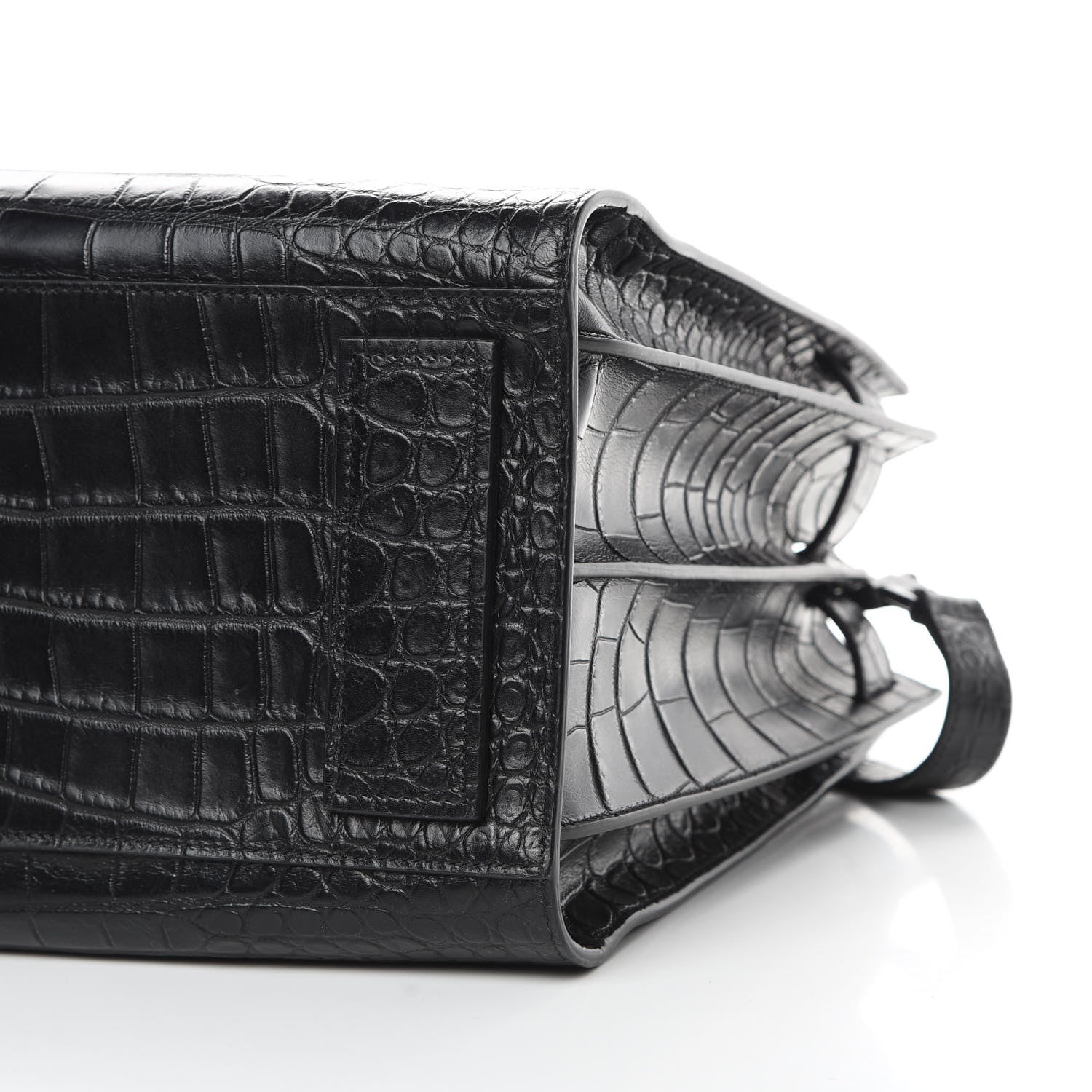 Saint Laurent Calfskin Crocodile Embossed Medium Supple Sac de Jour Black 10 of 12