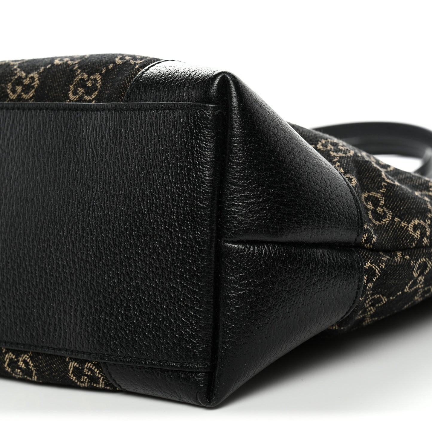 Jacquard Black Denim GG Monogram Medium Ophidia Shopping Tote Black Ivory