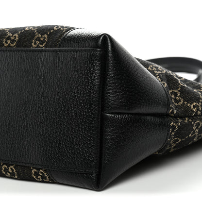Gucci Jacquard Black Denim GG Monogram Medium Ophidia Shopping Tote Black Ivory 10 of 10