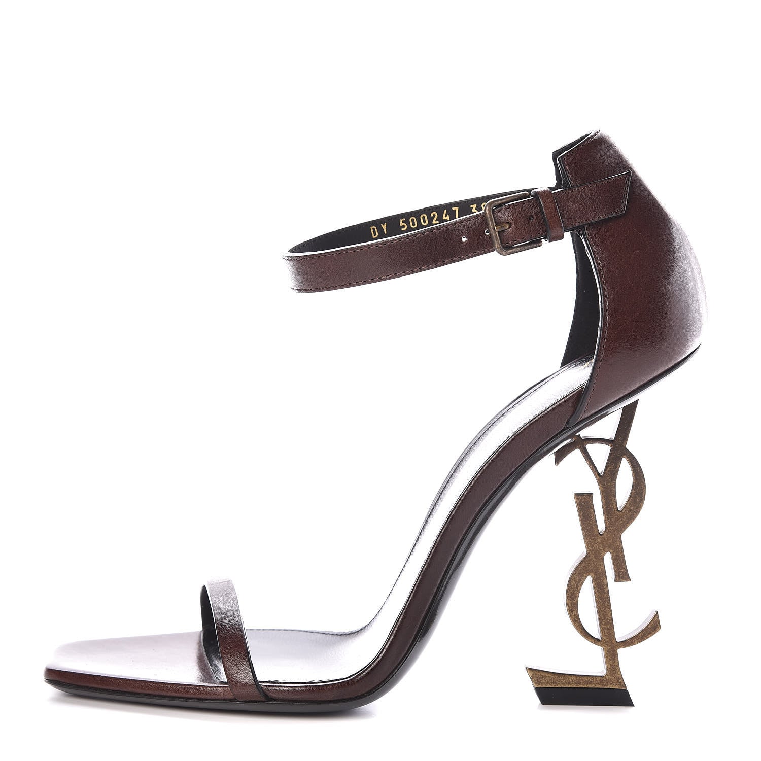 Saint Laurent Calfskin Opyum Sandals 38.5 Brown 1 of 9