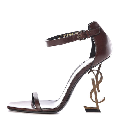 Saint Laurent Calfskin Opyum Sandals 38.5 Brown 1 of 9