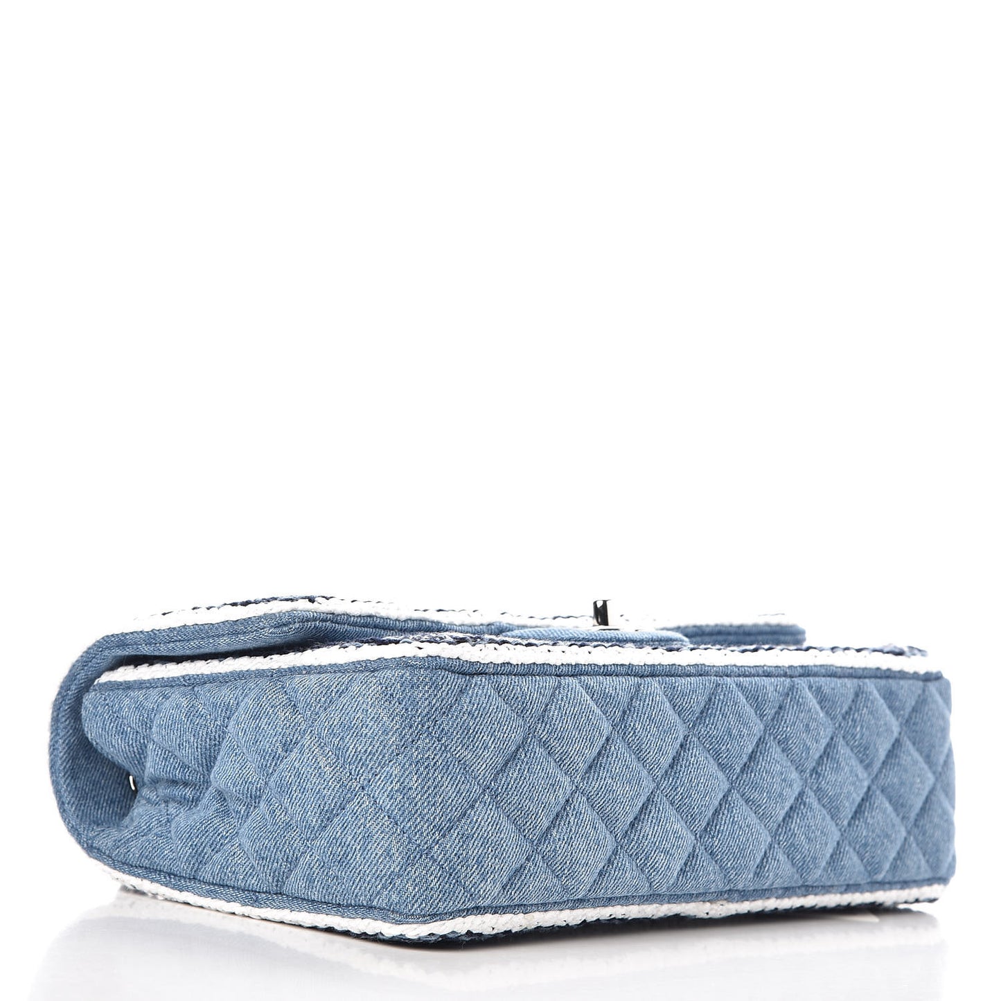 Denim Braided Medium Flap Bag Light Blue