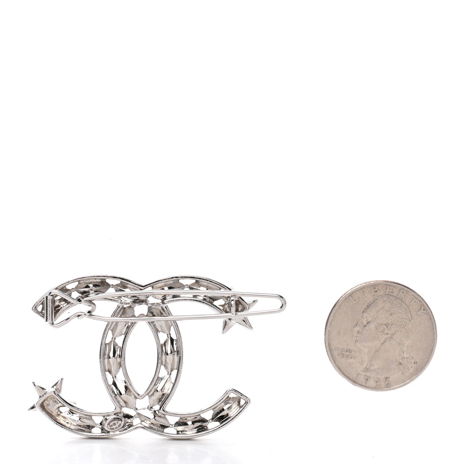 Chanel Crystal Starfall CC Hair Clip Silver 2 of 4