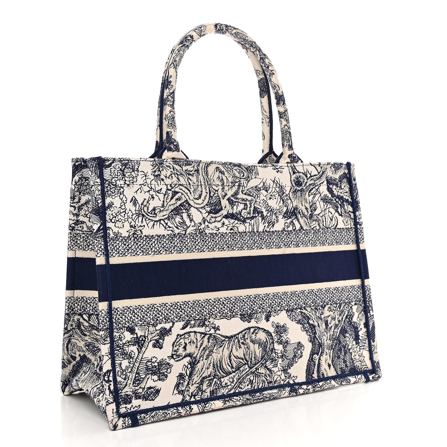 Canvas Embroidered Medium Dioriviera Toile De Jouy Book Tote Blue