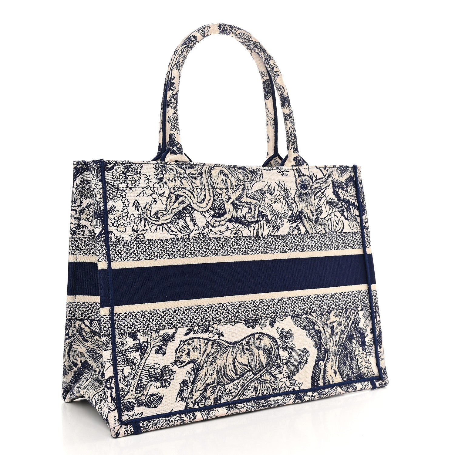 Christian Dior Canvas Embroidered Medium Dioriviera Toile De Jouy Book Tote Blue 3 of 10