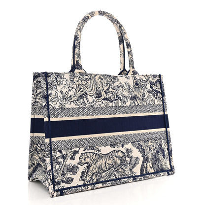 Christian Dior Canvas Embroidered Medium Dioriviera Toile De Jouy Book Tote Blue 3 of 10