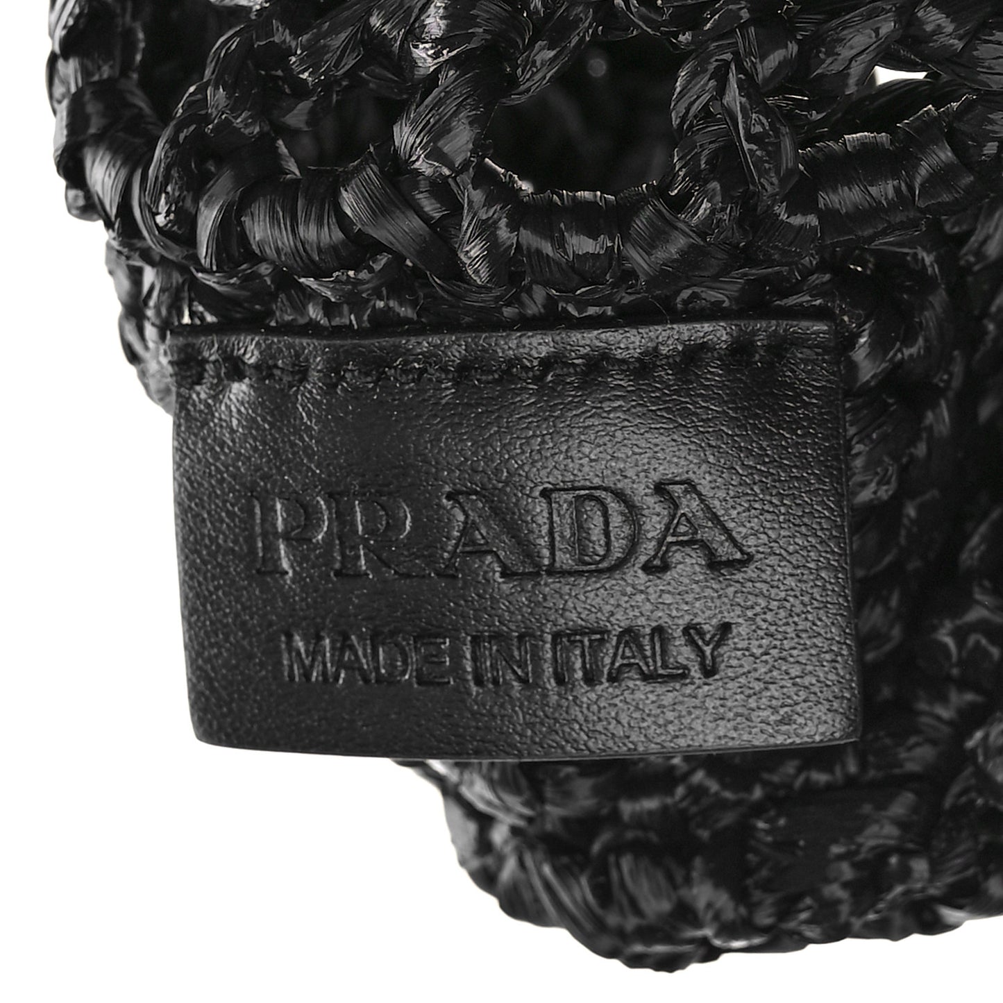 Yarn Raffia Effect Crochet Logo Embroidered Tote Bag Black