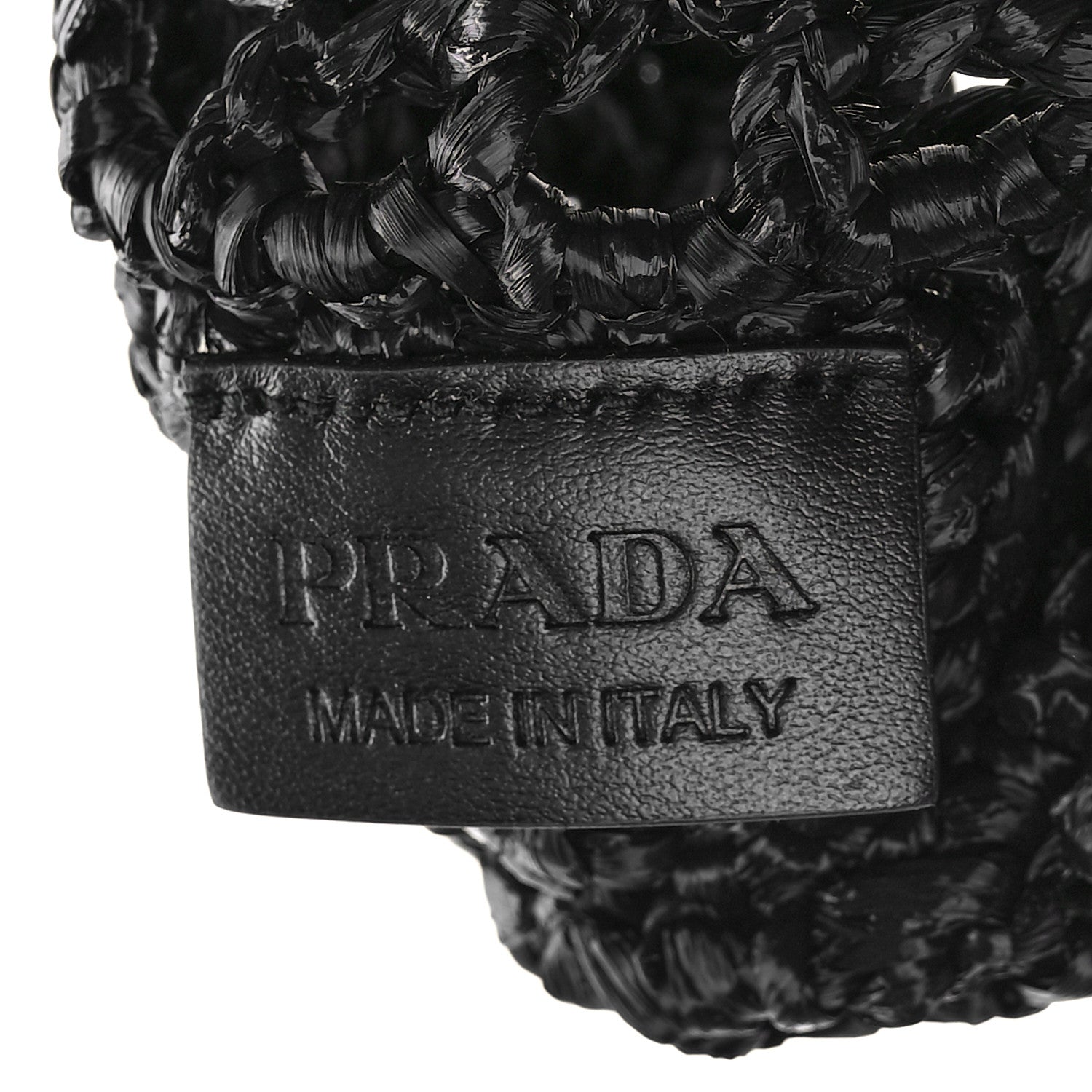 Prada Yarn Raffia Effect Crochet Logo Embroidered Tote Bag Black 6 of 9