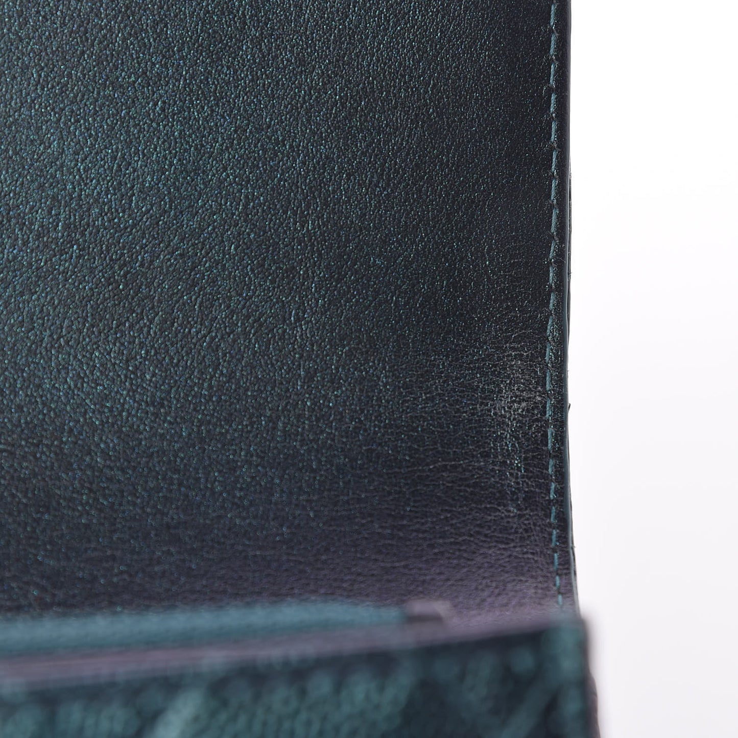 Iridescent Caviar Quilted Medium Filigree Flap Wallet Dark Turquoise
