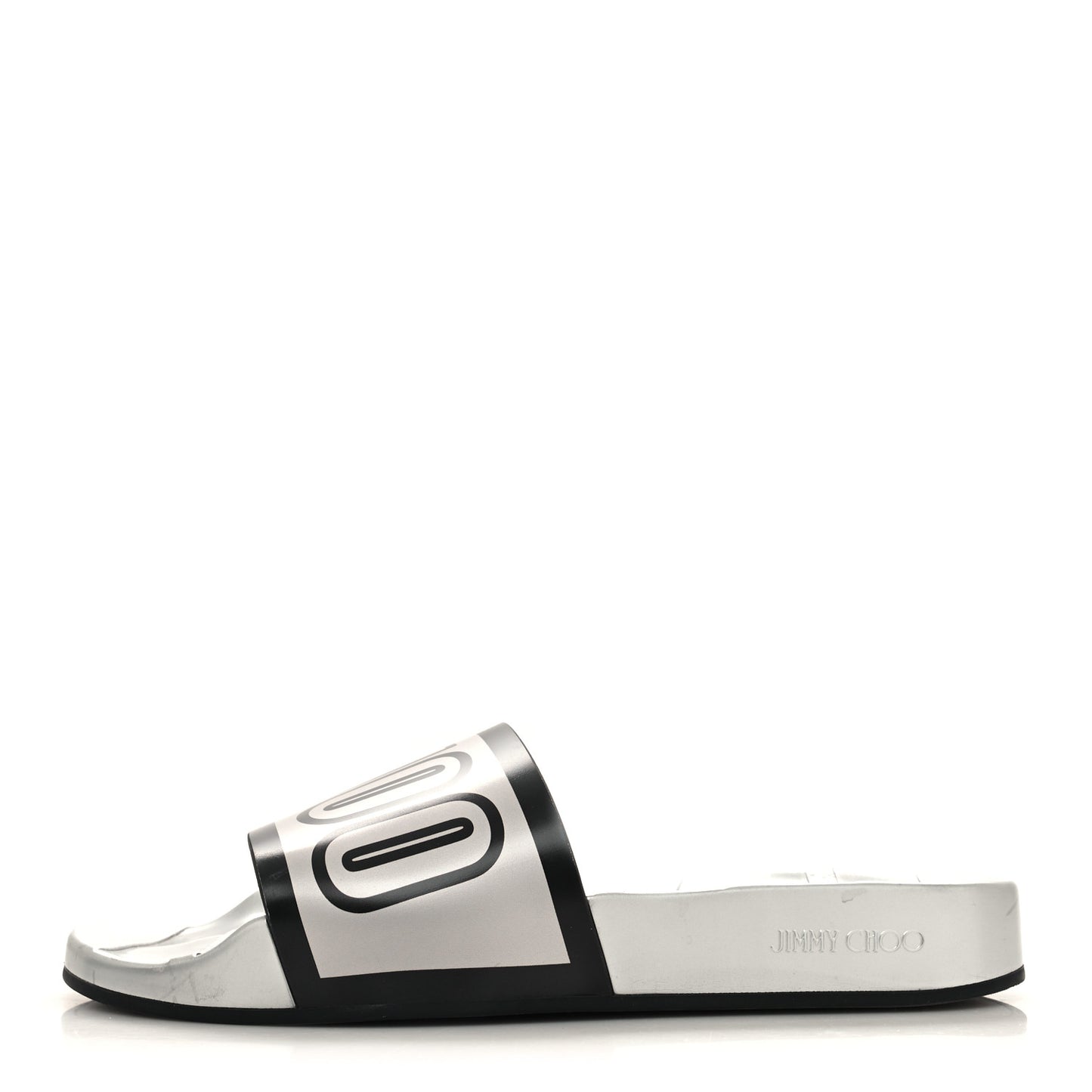 Metallic Rubber Logo Rey/F Slide Sandals 39 Silver Black
