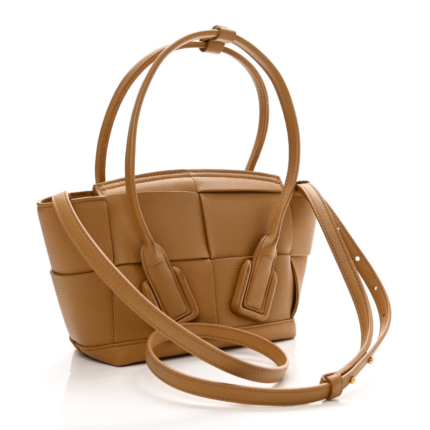Grained Calfskin Maxi Intrecciato Mini Arco Caramel