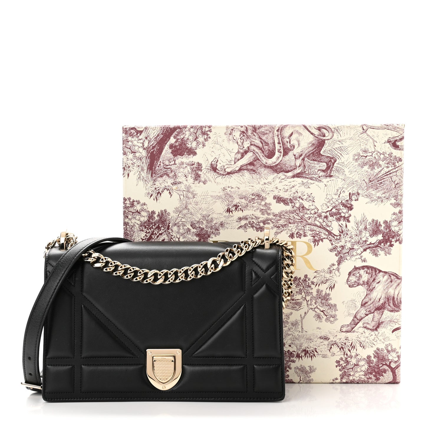 Lambskin Medium Diorama Flap Bag Black