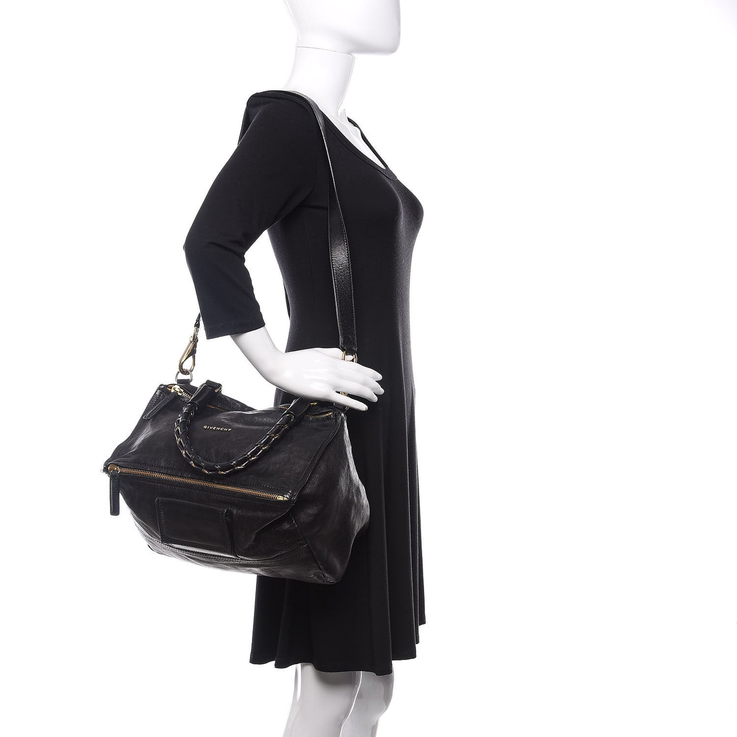 Calfskin Medium Braided Pandora Black