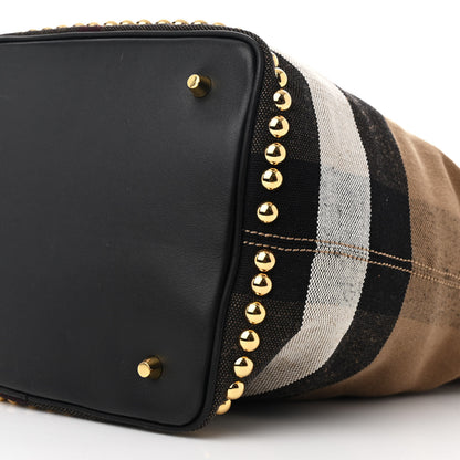 Burberry Canvas Mega Check Studded Medium Ashby Bucket Bag Black 10 of 10