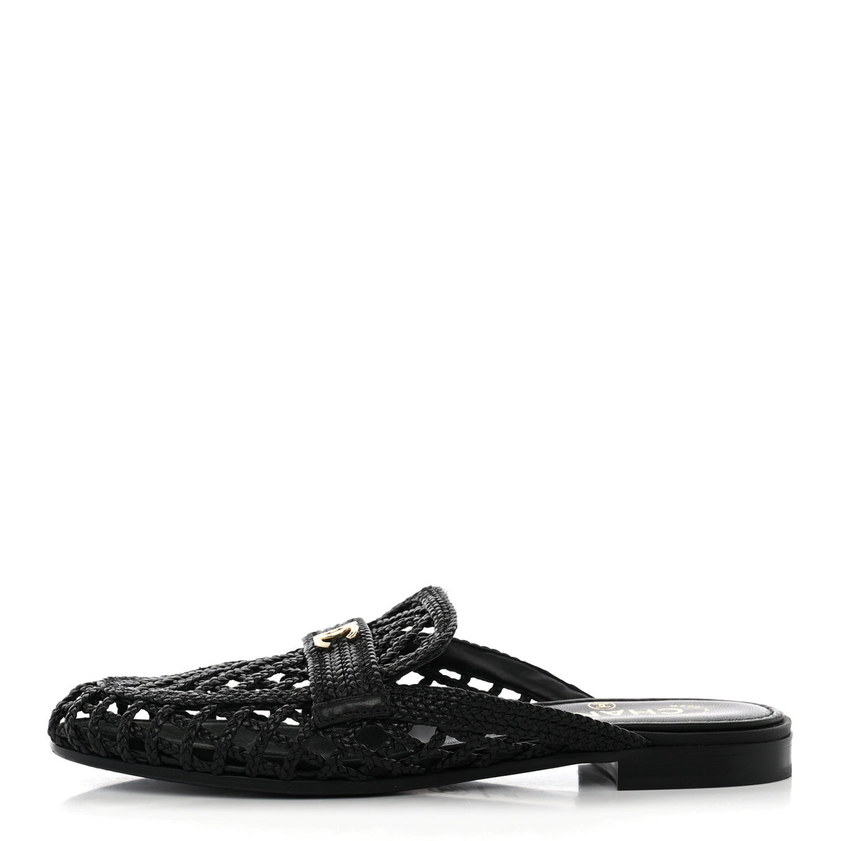 Braided Lambskin Mule Sandals 39 Black
