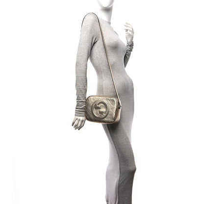 Gucci Metallic Sakai Be Green Calfskin Diagonal Stitched Small Blondie Shoulder Bag Golden Beige 2 of 13