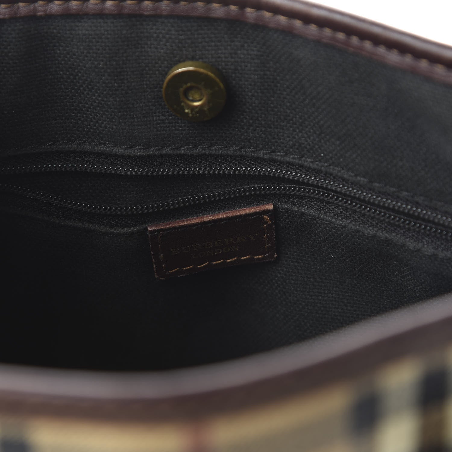 Burberry Haymarket Check Studded Small Tote Chocolate 8 of 10