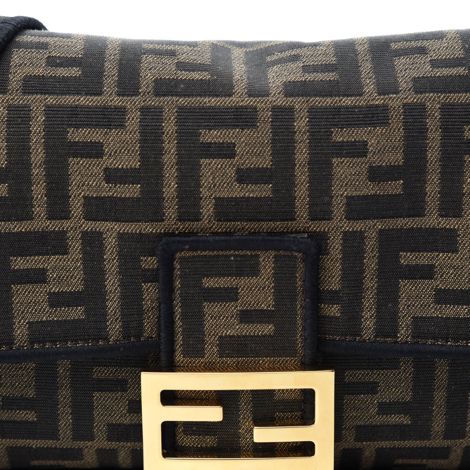 Fendi Fabric Jacquard FF 1974 Medium Baguette Tobacco Moro Black 11 of 11