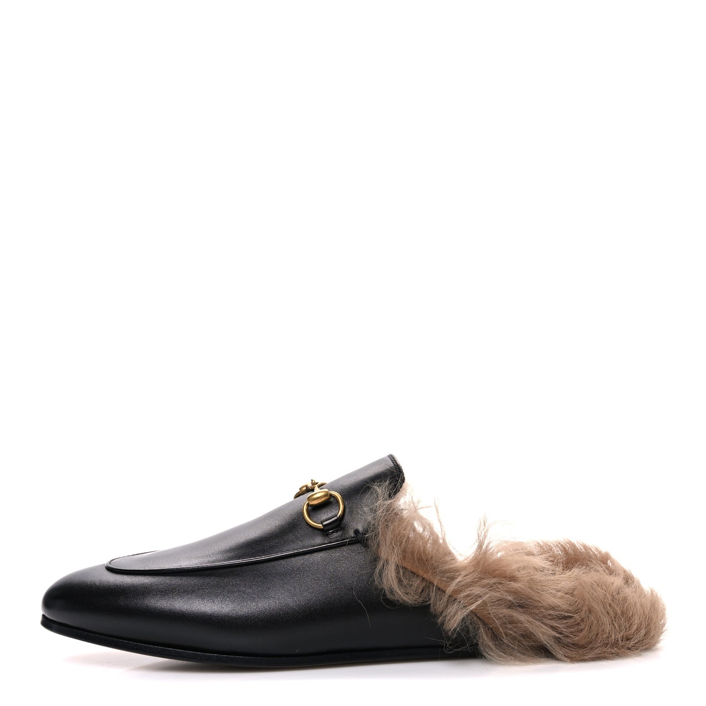 Calfskin Fur Womens Princetown Slippers 40 Black