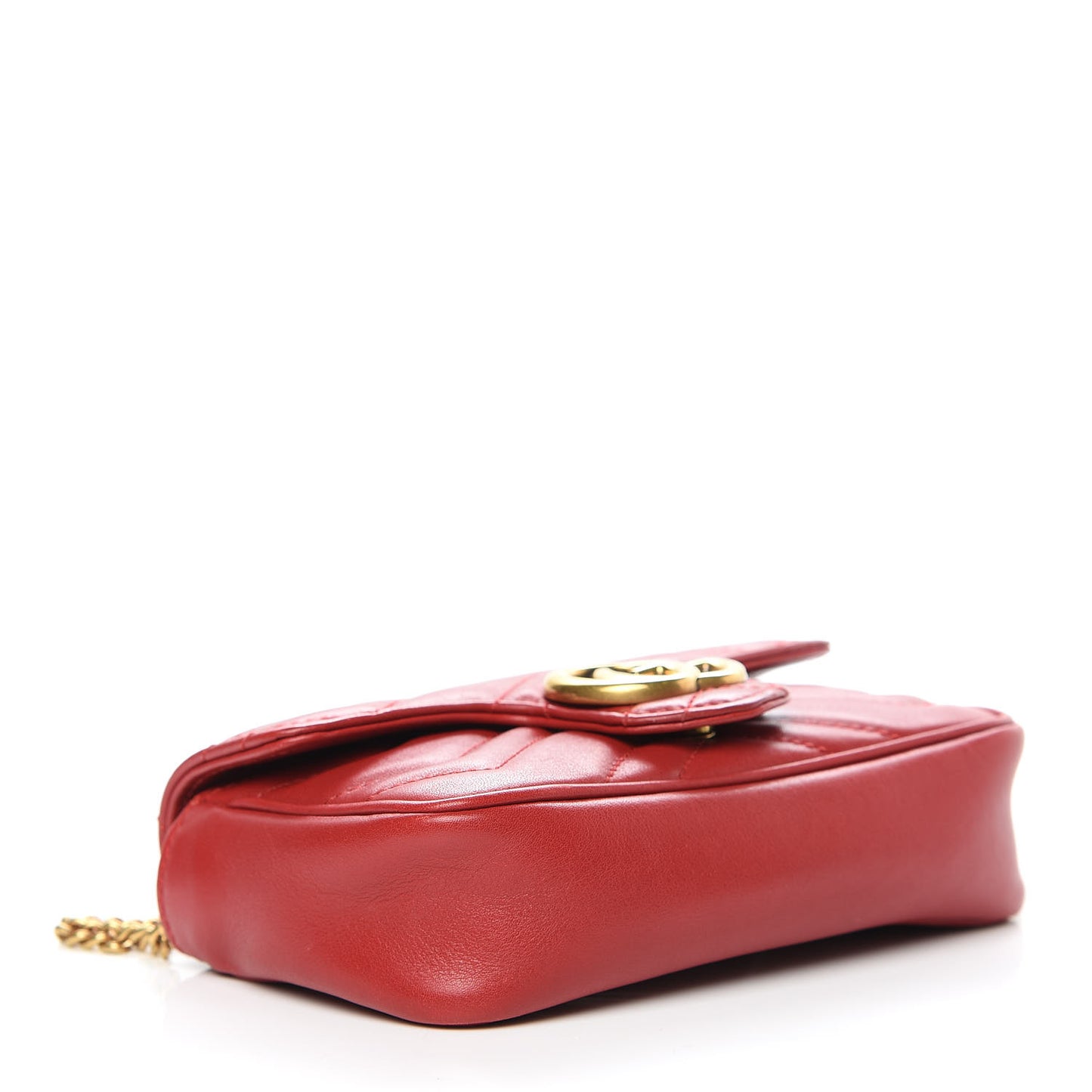 Calfskin Matelasse Super Mini GG Marmont Shoulder Bag Hibiscus Red