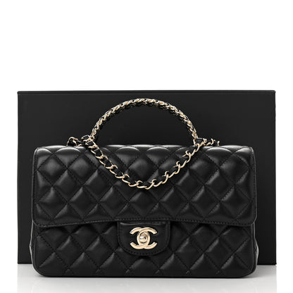 Chanel Lambskin Quilted Crystal Top Handle Small Rectangular Flap Black 11 of 11