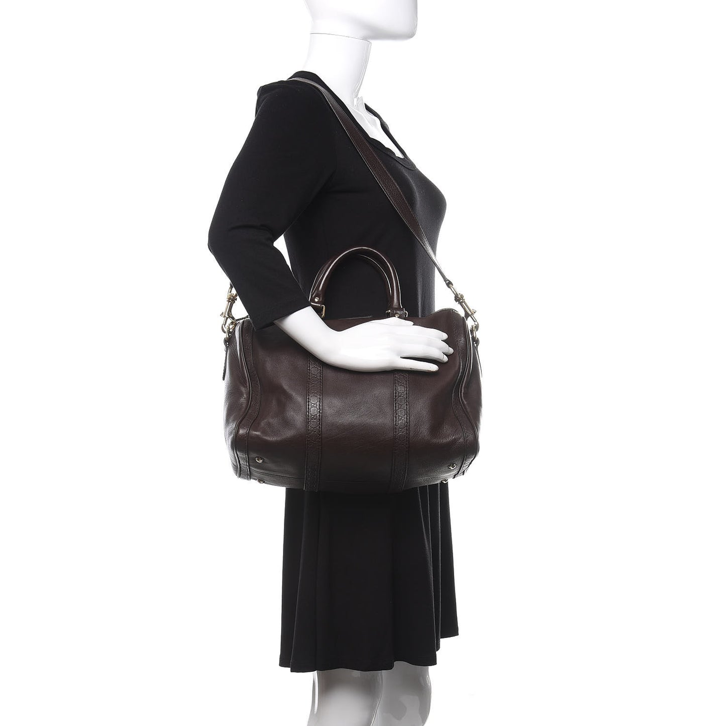 Calfskin Microguccissima Trim Medium Boston Brown