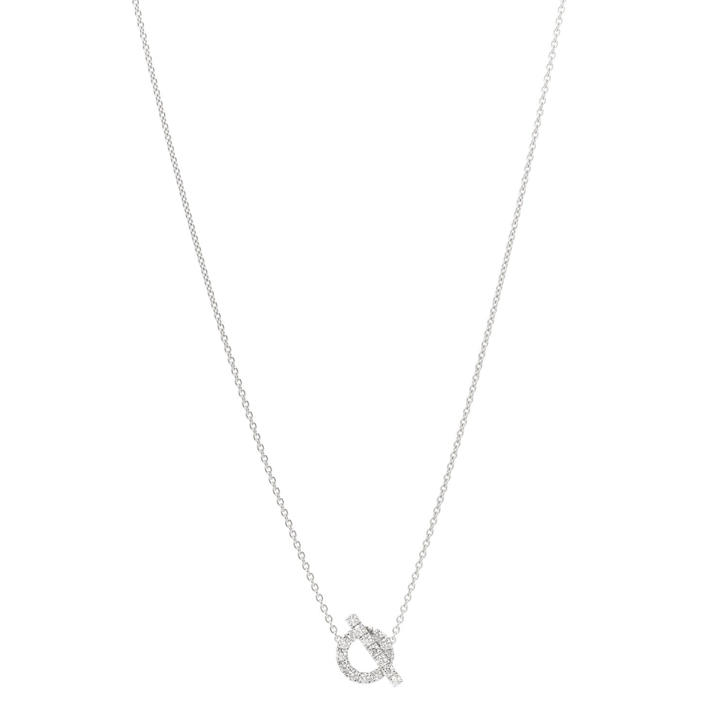 Hermes 18K White Gold Diamond Finesse Pendant Necklace 1 of 5