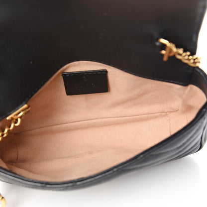 Gucci Calfskin Matelasse Super Mini GG Marmont Shoulder Bag Black 4 of 10