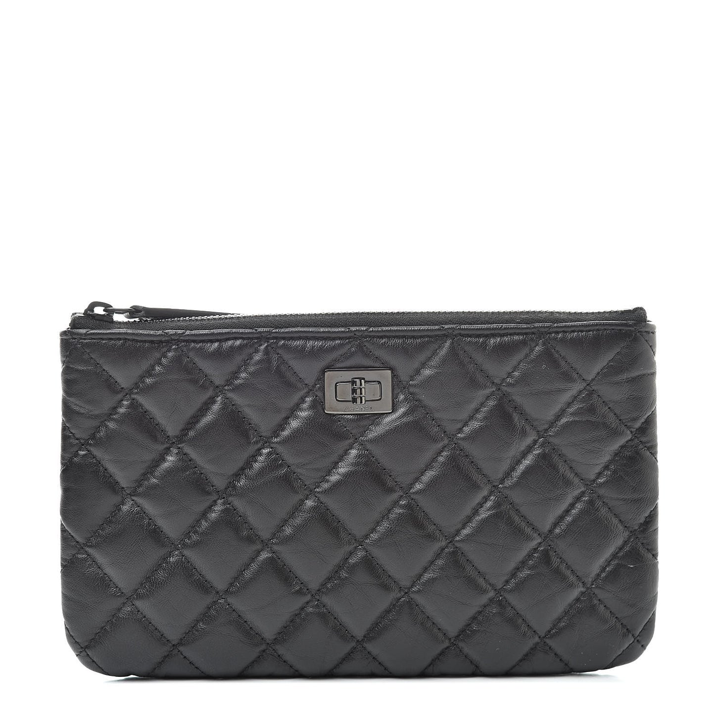 Aged Calfskin Quilted Medium Reissue Cosmetic Case So Black