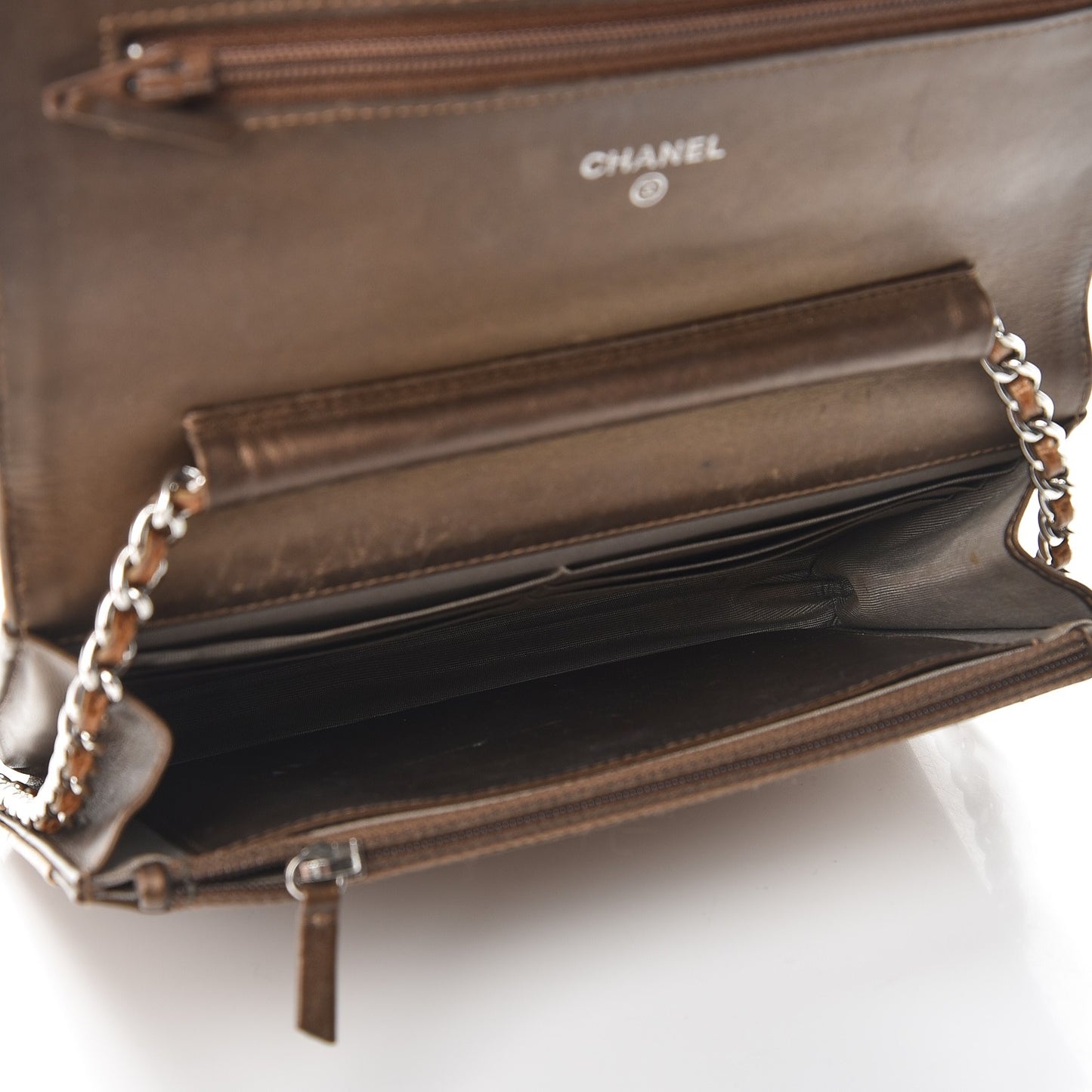Metallic Caviar Timeless CC Wallet on Chain WOC Bronze