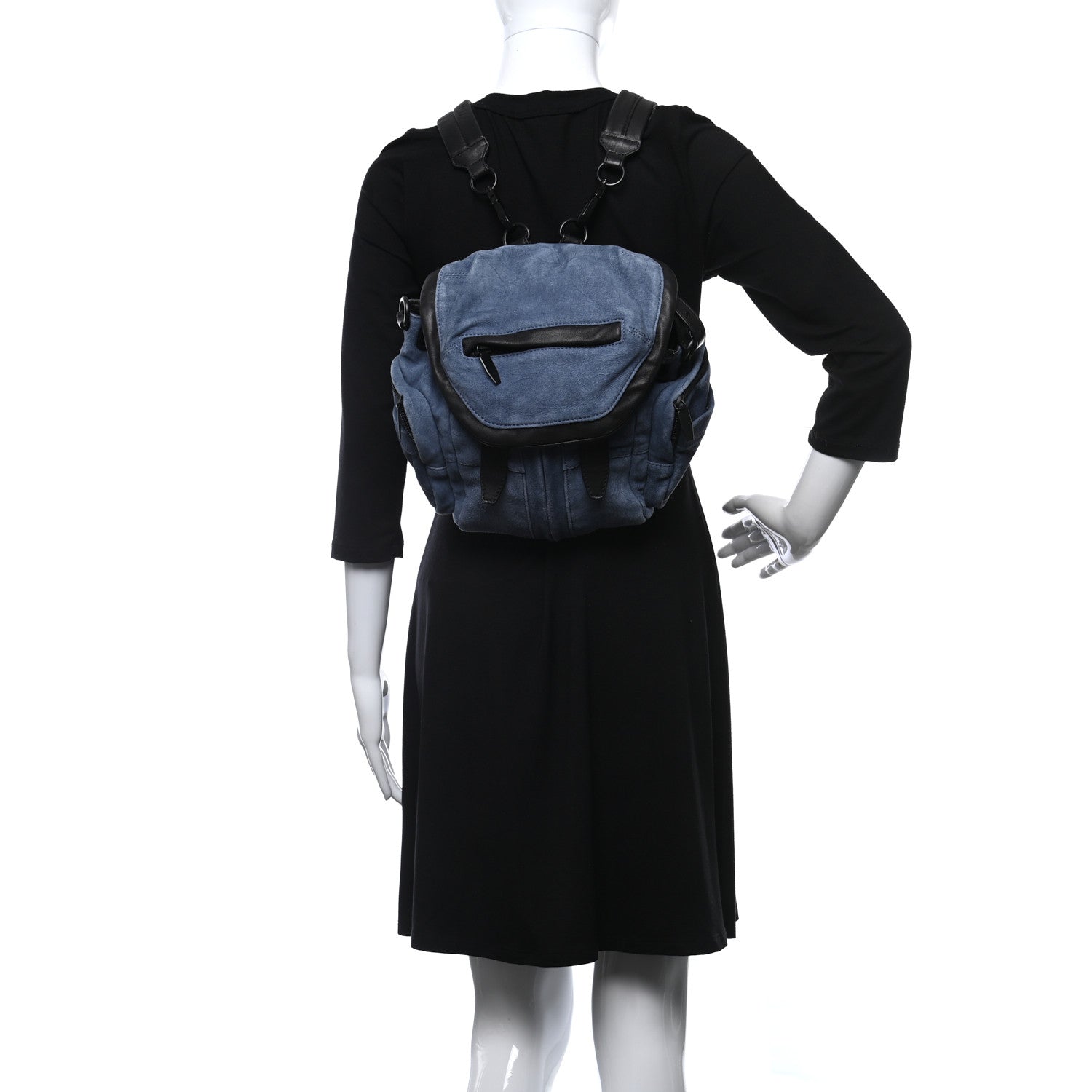 Alexander Wang Lambskin Suede Mini Marti Backpack Blue Black 2 of 9