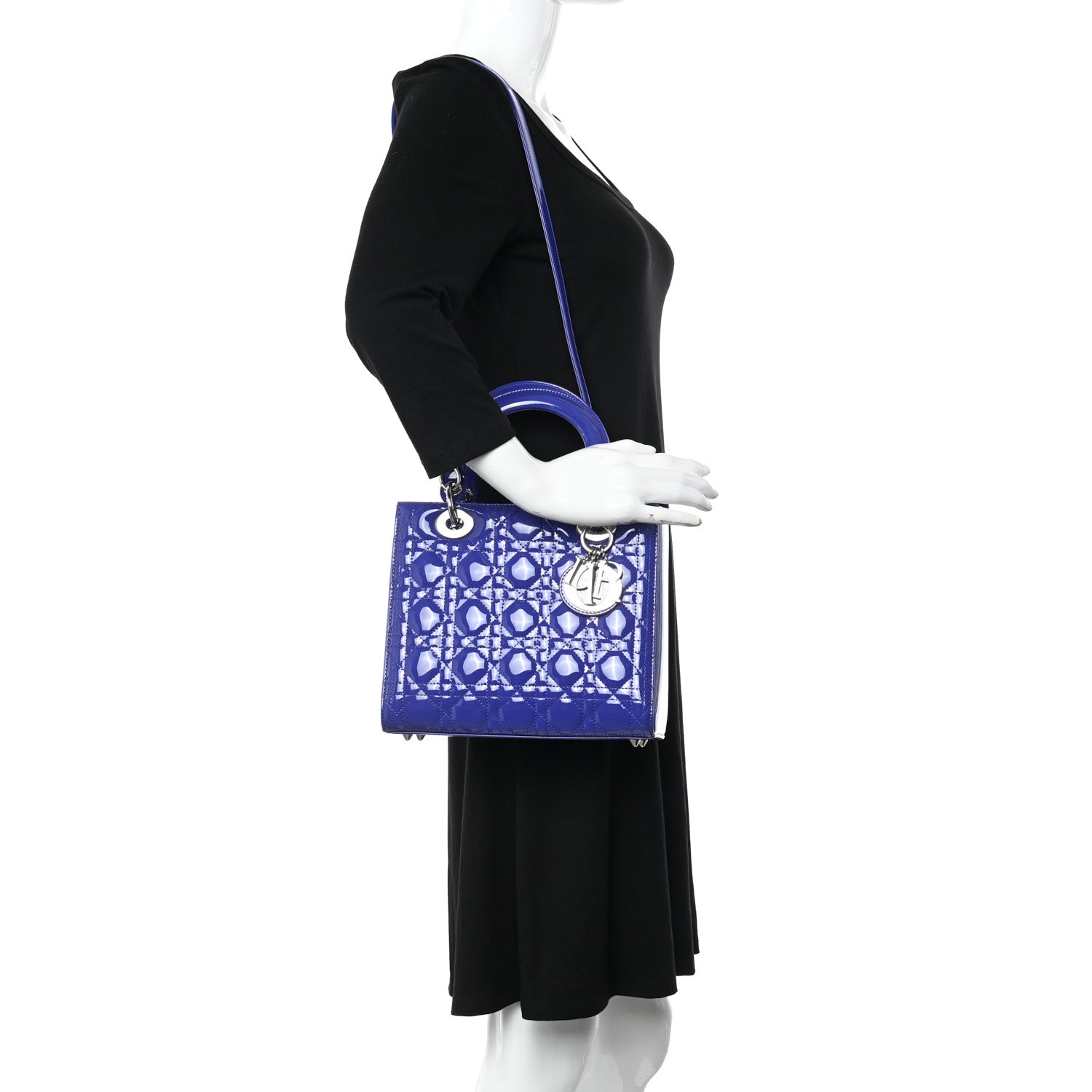 Christian Dior Patent Cannage Medium Lady Dior Blue 2 of 10