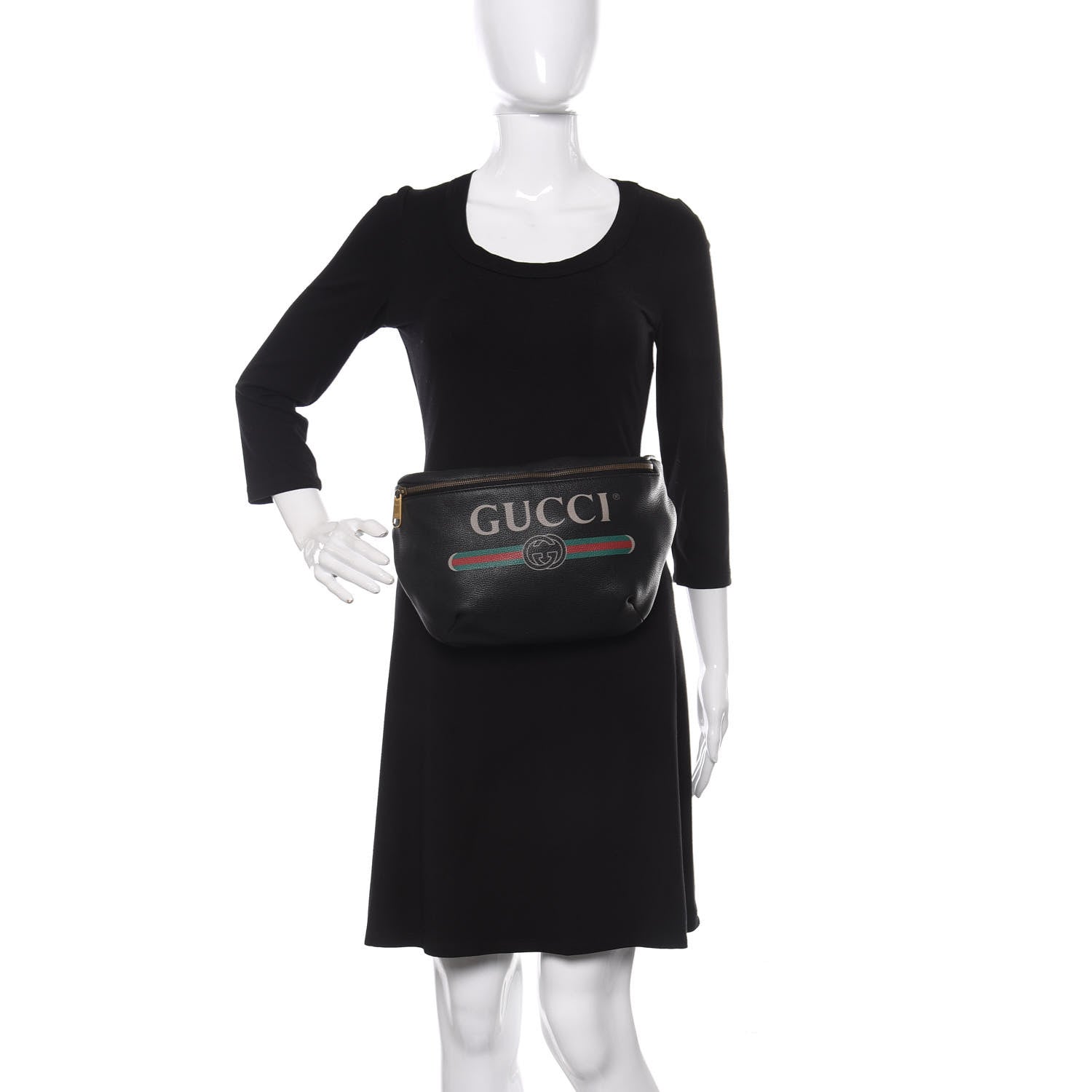Gucci Grained Calfskin Logo Belt Bag Black 2 of 10