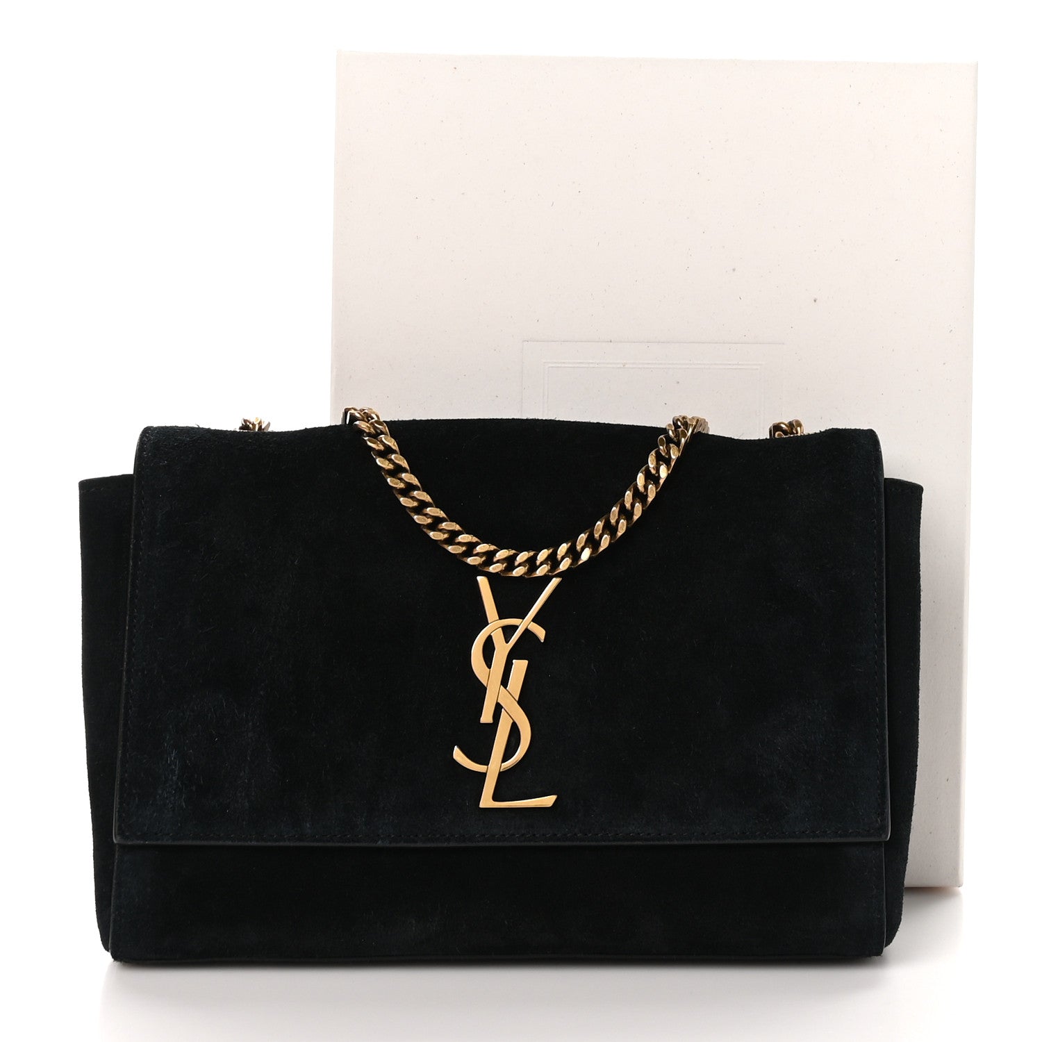 Saint Laurent Smooth Calfskin Suede Small Reversible Monogram Kate Satchel Black 18 of 18