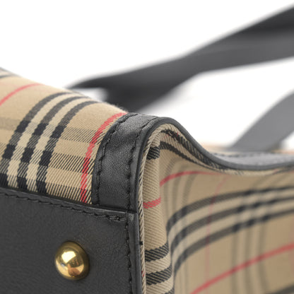 Burberry Calfskin 1983 Knight Check Link Zip Tote Black 10 of 13