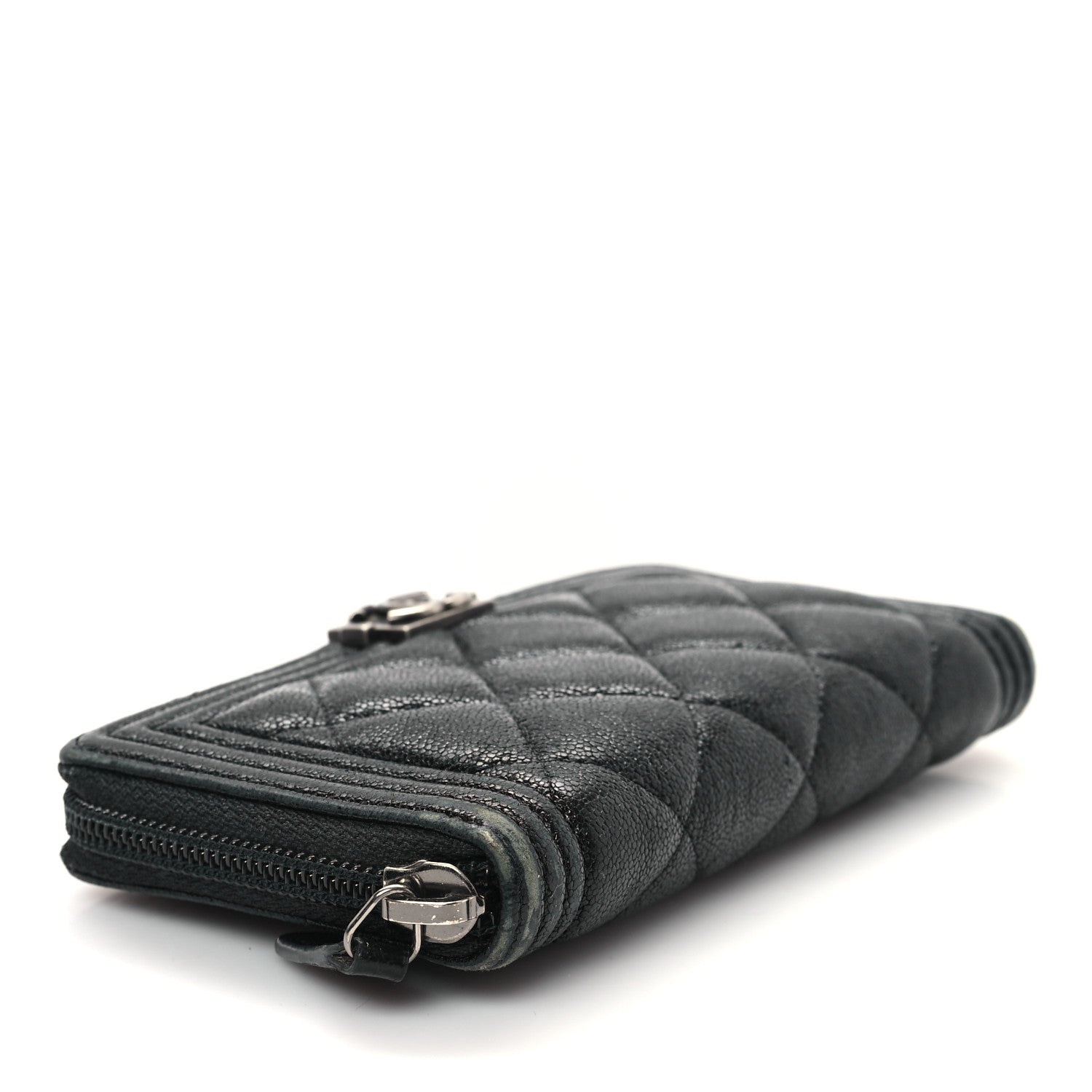 Chanel Caviar Quilted Small Boy Zip Around Wallet Black 4 of 9
