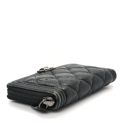 Chanel Caviar Quilted Small Boy Zip Around Wallet Black 4 of 9