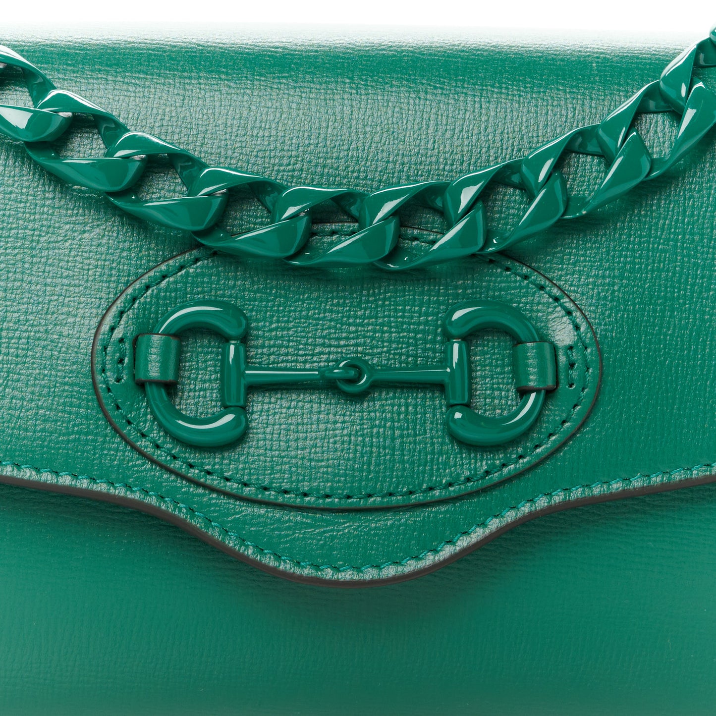 Azalea Calfskin Web Monochrome Mini Horsebit 1955 Chain Shoulder Bag Emerald
