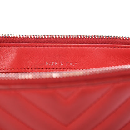 Chanel Lambskin Chevron Quilted Studded Small Clutch With Chain Red 9 of 16