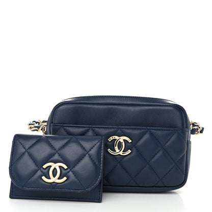 Chanel Lambskin Quilted Waist Bag With Pouch Blue 3 of 11