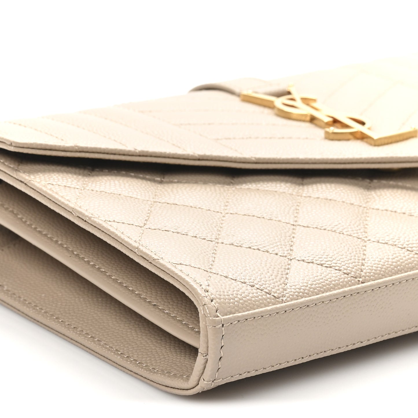 Grain De Poudre Mixed Matelasse Triquilt Monogram Chain Wallet Dark Beige