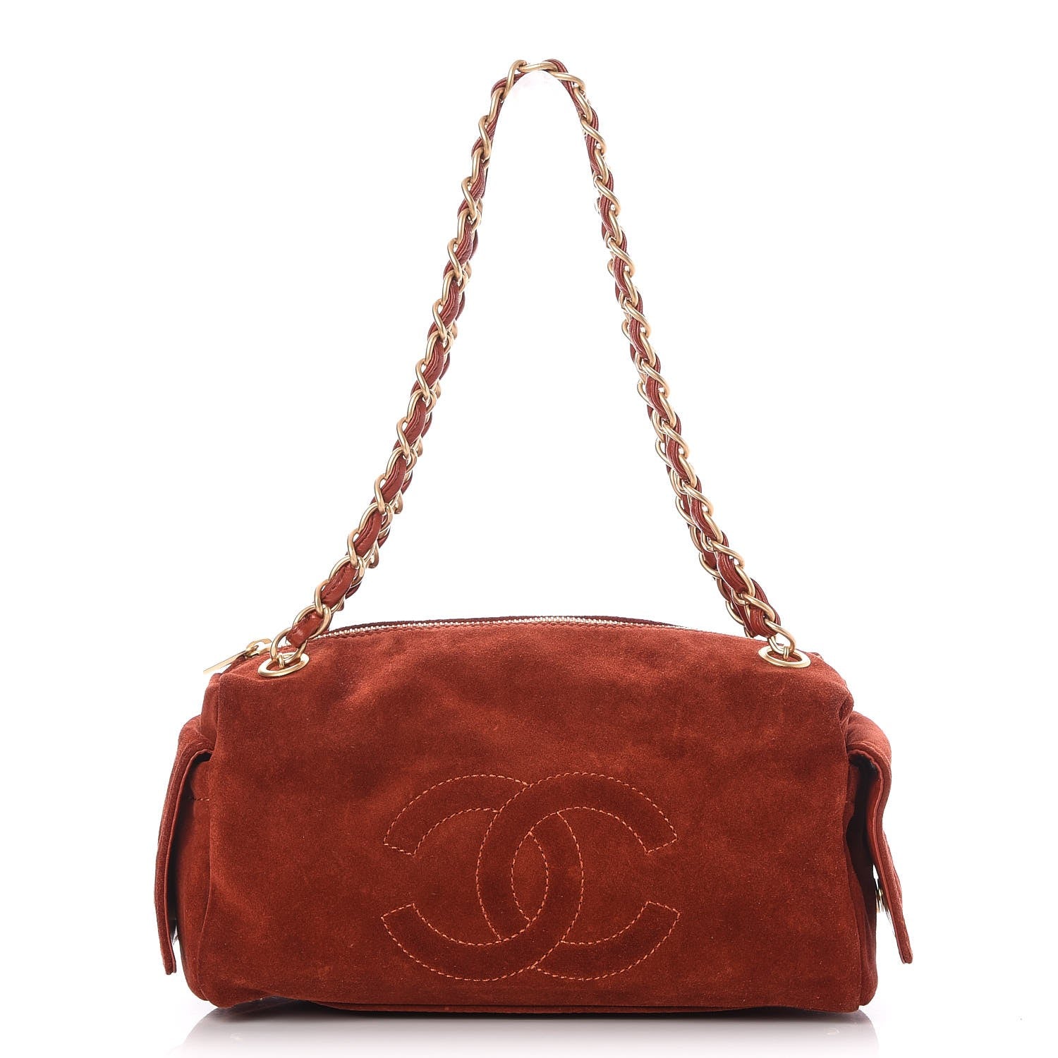 Chanel Suede CC Shoulder Bag Dark Orange 1 of 7