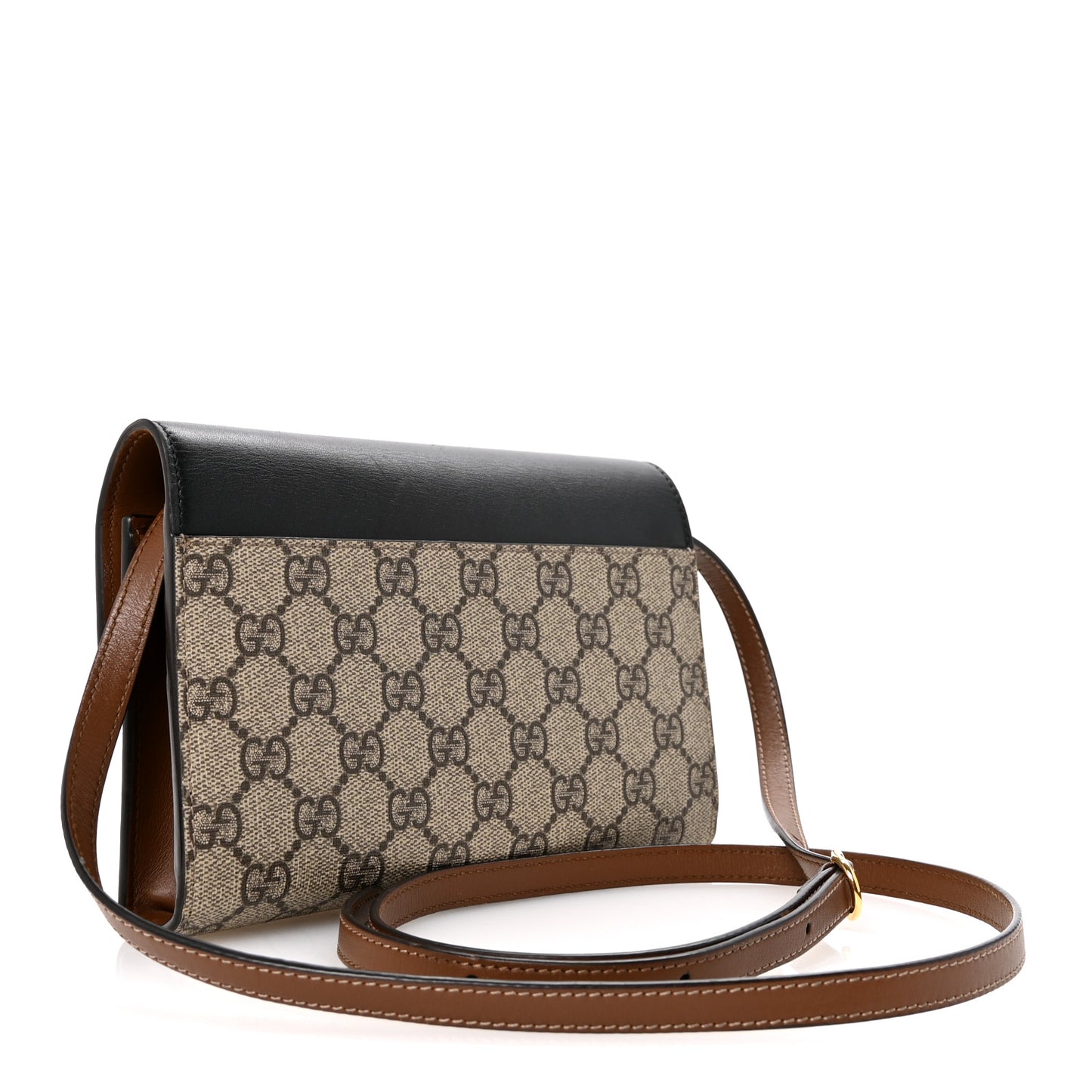 GG Supreme Monogram Calfskin Mini Padlock Shoulder Bag Beige Black Cuir