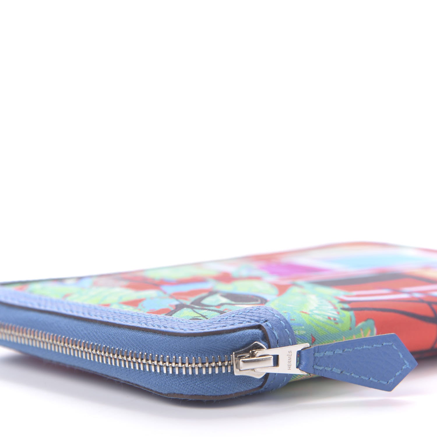 Hermes Epsom Printed Silk Tropical Soie-Cool Wallet Rouge Vif Mykonos 7 of 12